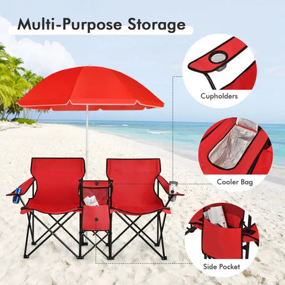 Double Folding Chair for Camping & Picnic, Lightweight Portable Outdoor Loveseat