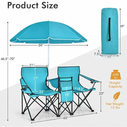 Double Folding Chair for Camping & Picnic, Lightweight Portable Outdoor Loveseat