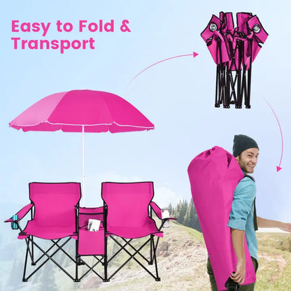 Double Folding Chair for Camping & Picnic, Lightweight Portable Outdoor Loveseat